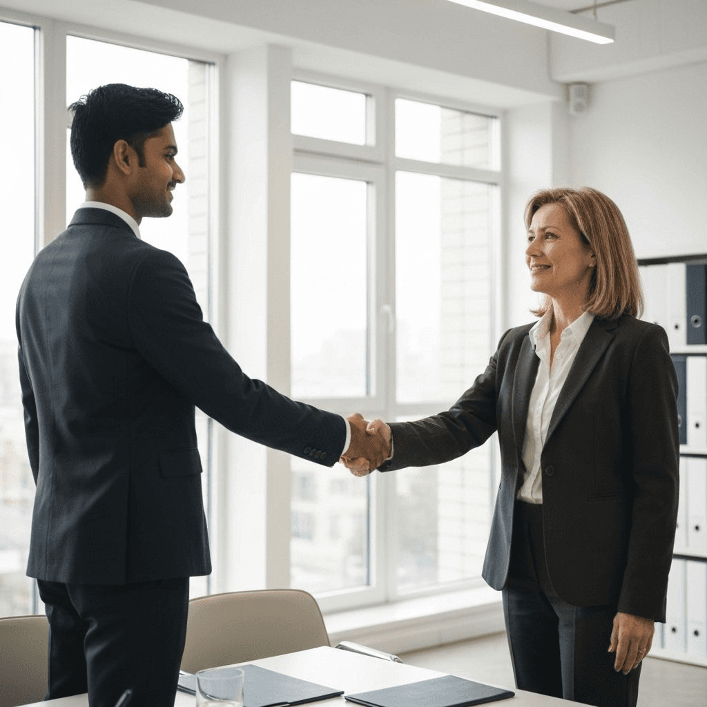 Business partnership handshake